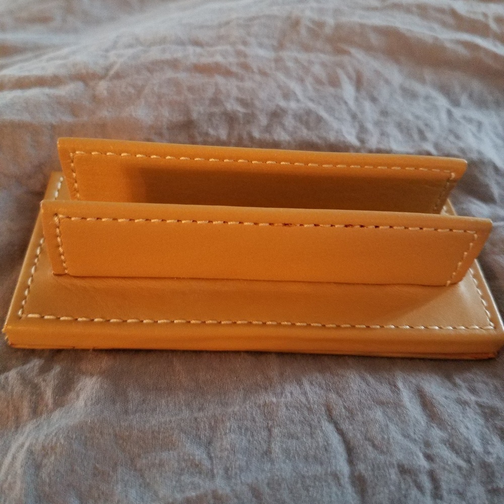 Leather business card holder.